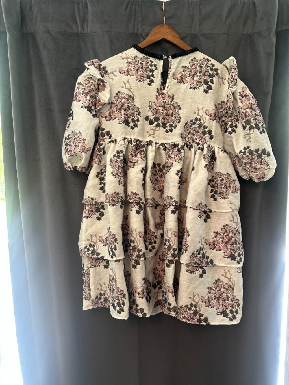 Dream Sister Jane Floral Jacquard Tiered Babydoll Dress (Size Medium) - Picture 2 of 3